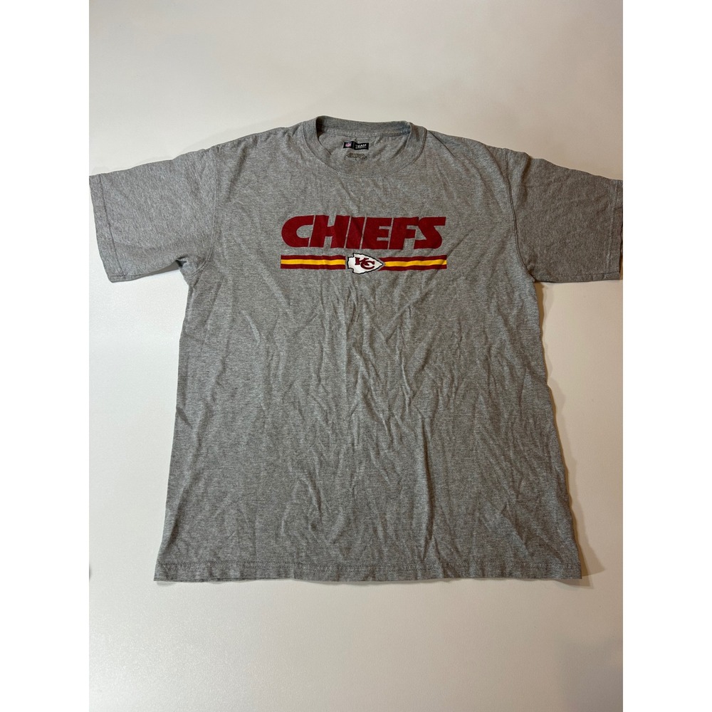 NFL Team Apparel T-Shirt Mens Large Gray Kansas City Chiefs Graphic Short Sleeve
